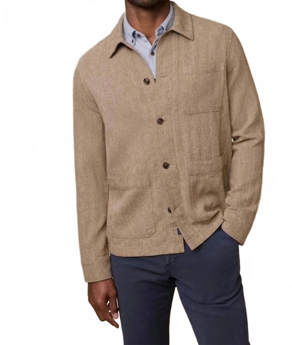 NEW FAHERTY studio jacket in khaki herringbone